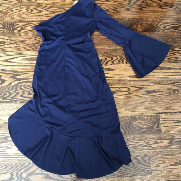 Navy Blue Half Sleeve Frilly Dress - Size Small - Picture 2 of 2